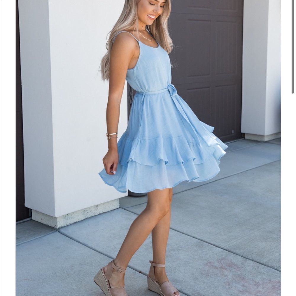 ✨ HP ✨Away Baby Blue Ruffle Dress✨ - Picture 2 of 6